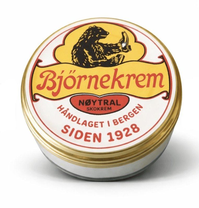 Bjørnekrem. Produseres i Bergen!  Nøytral skokrem!