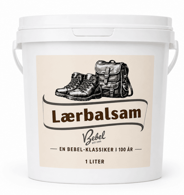 Hovedbilde  Bebels lærbalsam for skinn.  1 liter bøtte. ...
