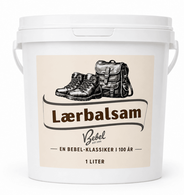  Bebels lærbalsam for skinn.  1 liter bøtte. Produseres i Bergen!
